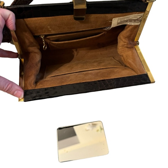 SOLD Vintage Alligator Leather 2 Handbags Frame Bag Brown Black Purse Classic - Picture 8 of 16